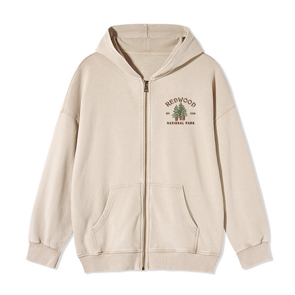 Freeleaf Redwood National Park Unisex Nature Inspired Fleece Full-Zip Hoodie