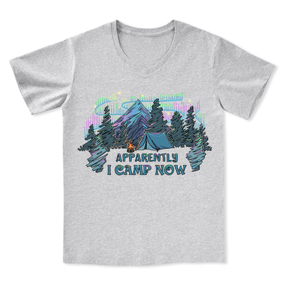 Freeleaf I Camping Now In the Land of Aurora Front-printed V-neck Tee