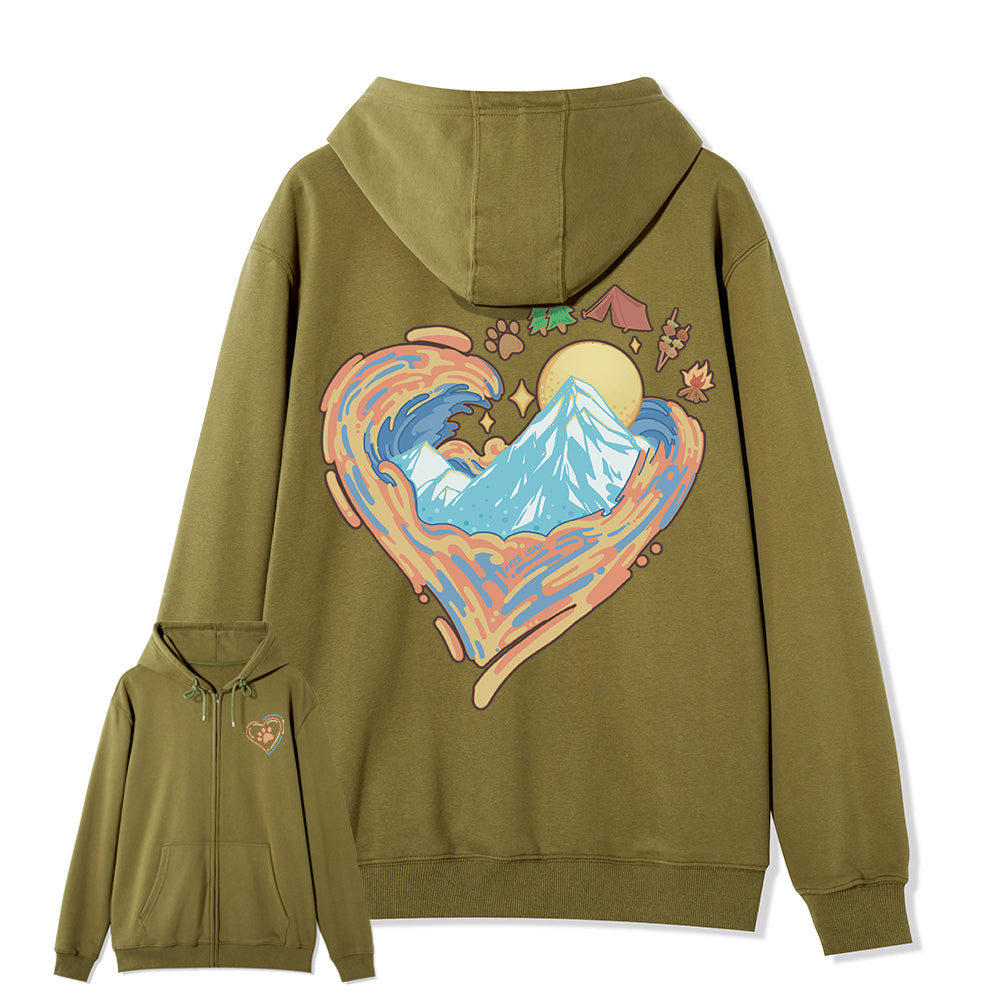 Freeleaf Heart of Wilderness Camping Unisex Nature Inspired Fleece Full-Zip Hoodie