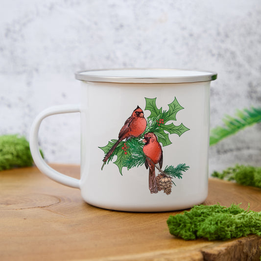 Freeleaf Christmas Cardinal Enamel Mug