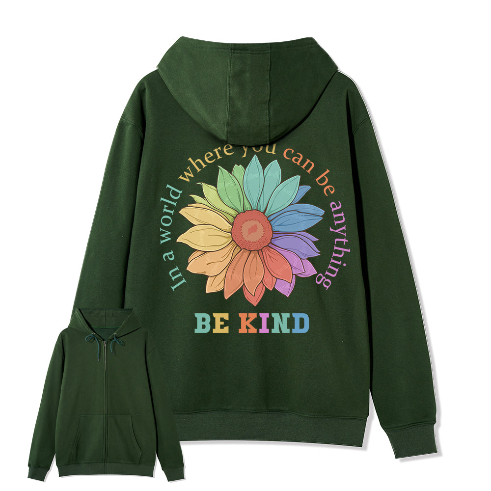 Freeleaf  Be Kind Full-Zip Back-printed Hoodie