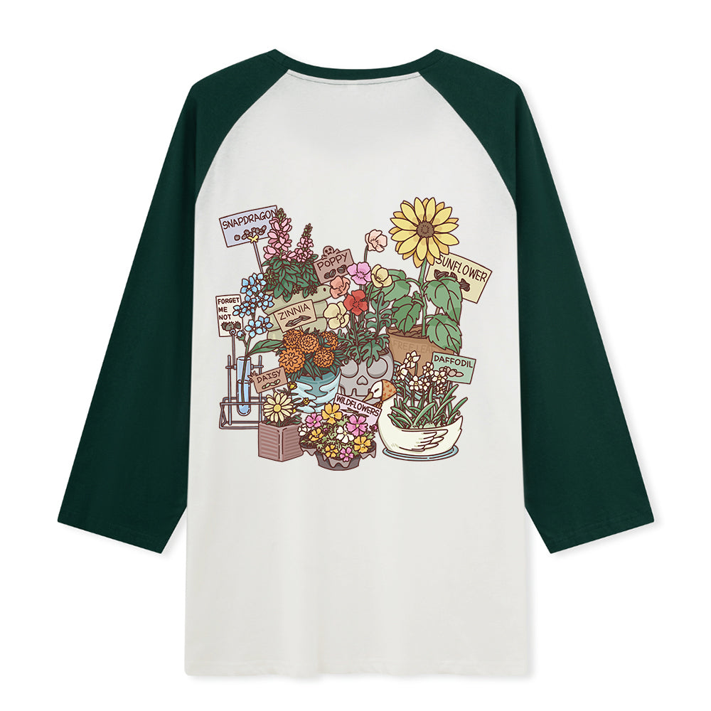 Freeleaf Flourishing Garden Nature Inspired Unisex Raglan Sleeve Top