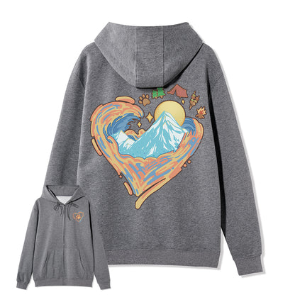 Freeleaf Heart of Wilderness Camping Unisex Nature Inspired Fleece Full-Zip Hoodie