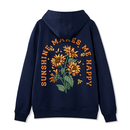 Freeleaf Sunshine Makes Me Happy Unisex Nature Inspired Fleece Full-Zip Hoodie