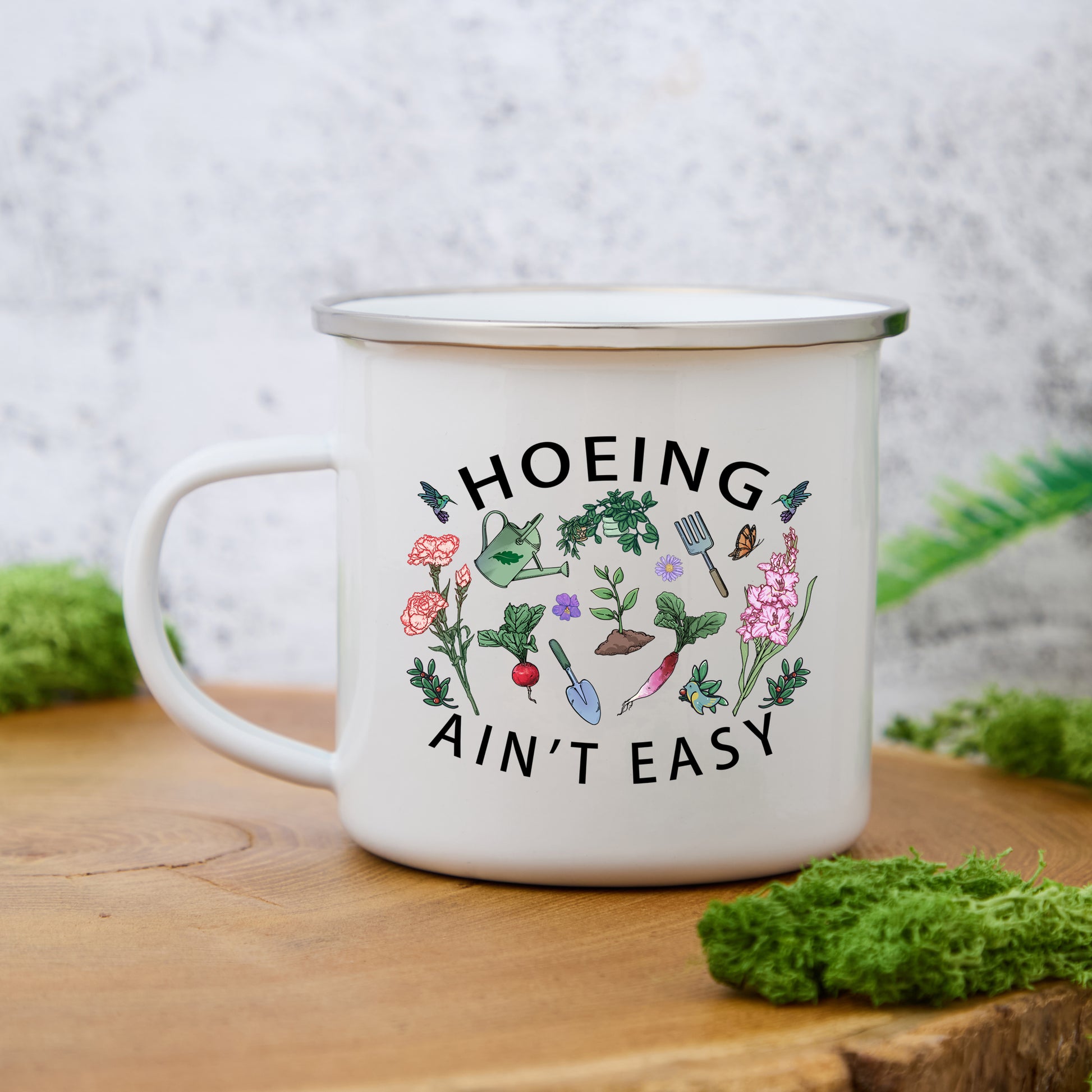 Freeleaf Hoing Ain't Easy  Enamel Mug