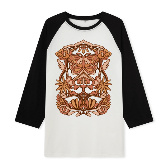 Spring Butterfly Front-printed Raglan Long Sleeve Top