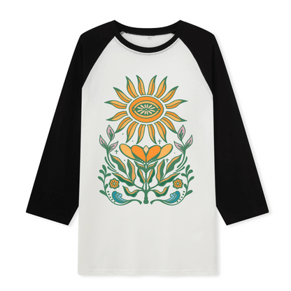 Sunflower Front-printed Raglan Long Sleeve Top