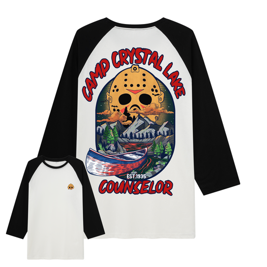 Camp Crystal Lake Raglan Long Sleeve Tops