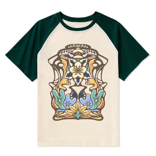 Aquilegia Formosa Front-printed Raglan Short Sleeve Top