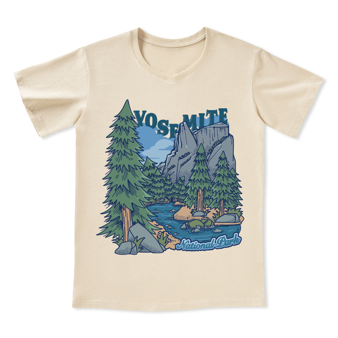 Yosemite National Park Front-printed V-neck Tee