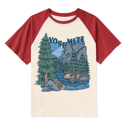 Yosemite National Park Front-printed Raglan Short Sleeve Top