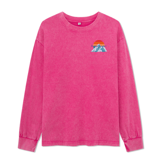 Happy Camper Washed Long Sleeve Top