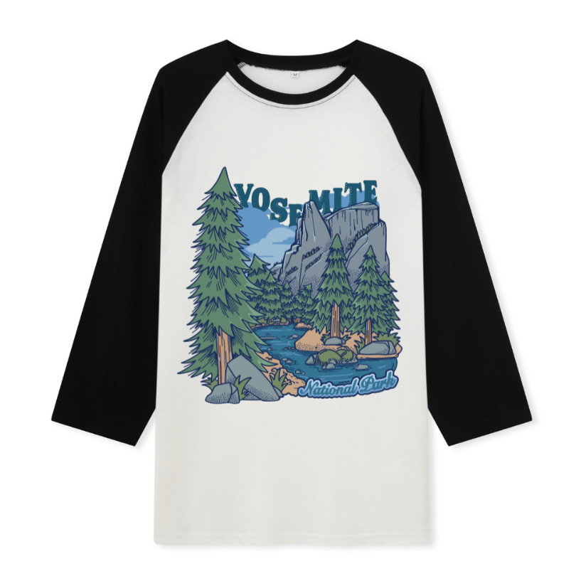 Yosemite National Park Front-printed Raglan Long Sleeve Top