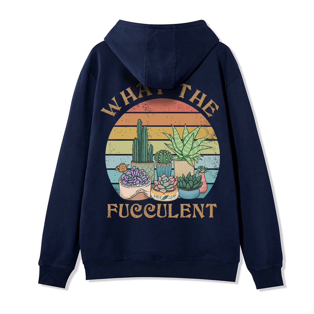 Freeleaf What the Fucculent Unisex Back-printed Fleece Full-Zip Hoodie