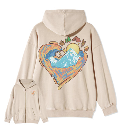 Freeleaf Heart of Wilderness Camping Unisex Nature Inspired Fleece Full-Zip Hoodie