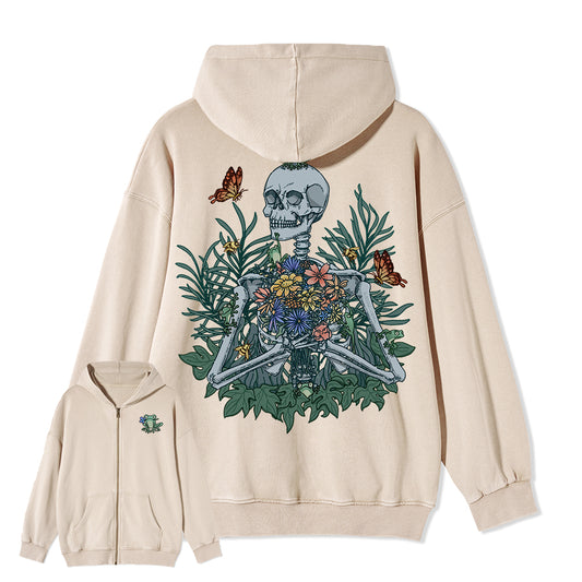 Freeleaf Rebirth in Bloom Unisex Nature Inspired Fleece Full-Zip Hoodie