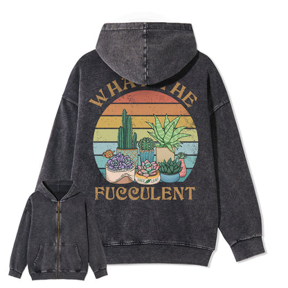 Freeleaf What the Fucculent Unisex Back-printed Fleece Full-Zip Hoodie