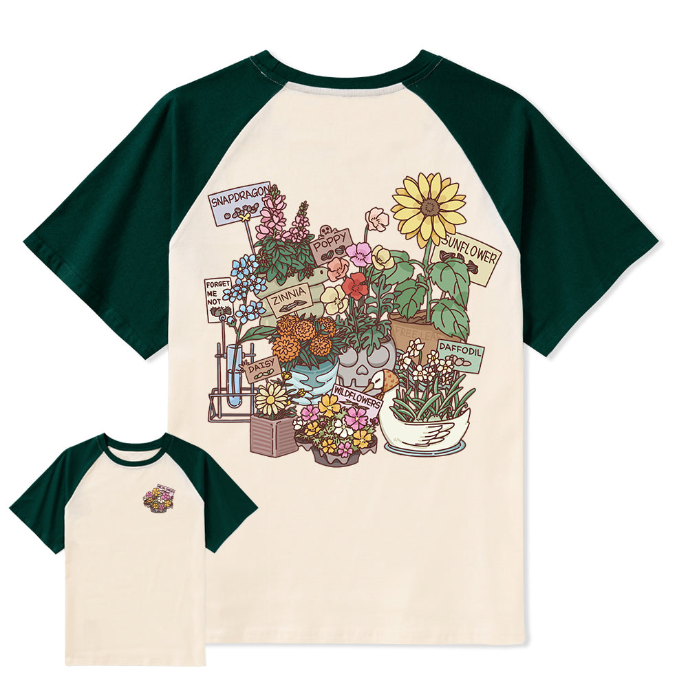 Freeleaf Flourishing Garden Nature Inspired Unisex Raglan Sleeve Top