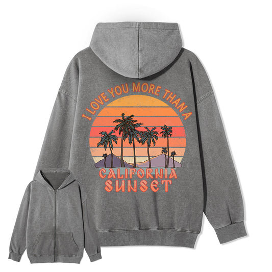 Freeleaf Sunset Reverie Unisex Back-printed Fleece Full-Zip Hoodie