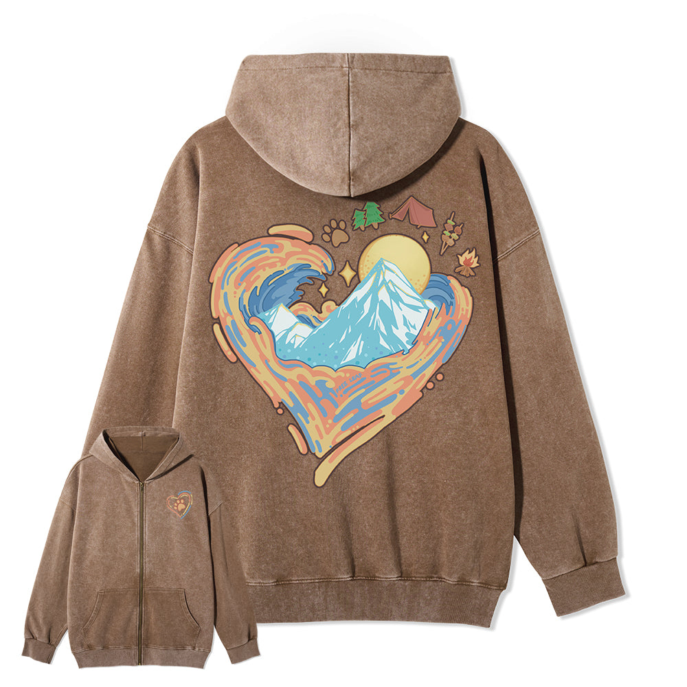 Freeleaf Heart of Wilderness Camping Unisex Nature Inspired Fleece Full-Zip Hoodie