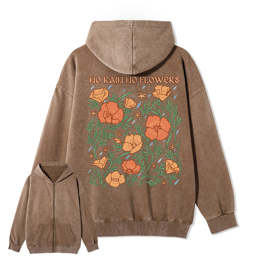 Freeleaf  No Rain No Flowers Full-Zip Back-printed Hoodie