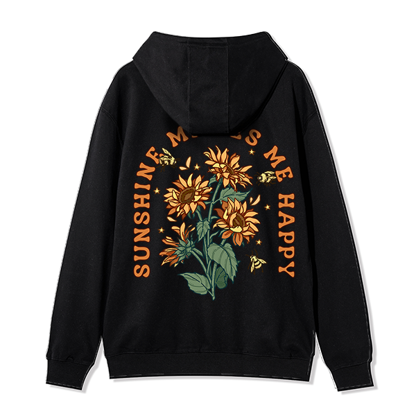 Freeleaf Sunshine Makes Me Happy Unisex Nature Inspired Fleece Full-Zip Hoodie