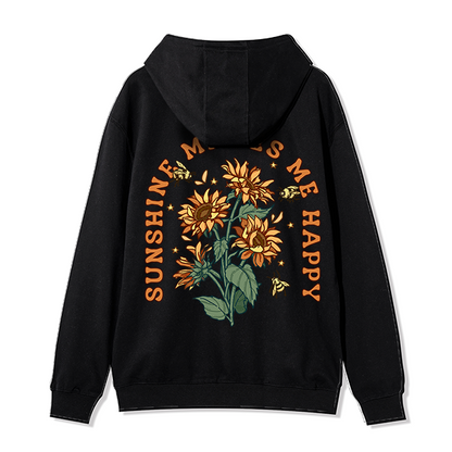 Freeleaf Sunshine Makes Me Happy Unisex Nature Inspired Fleece Full-Zip Hoodie