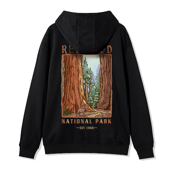 Freeleaf Redwood National Park Unisex Nature Inspired Fleece Full-Zip Hoodie