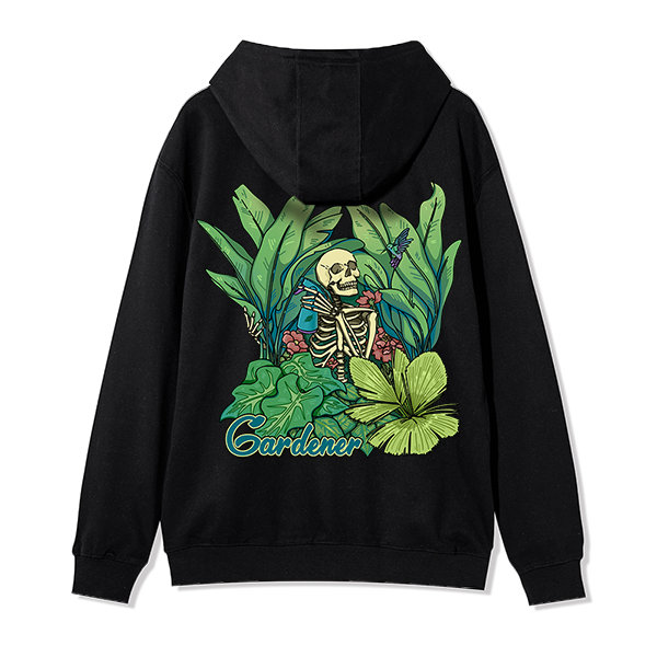 Freeleaf Gardener Back-printed Unisex Nature Inspired Fleece Full-Zip Hoodie