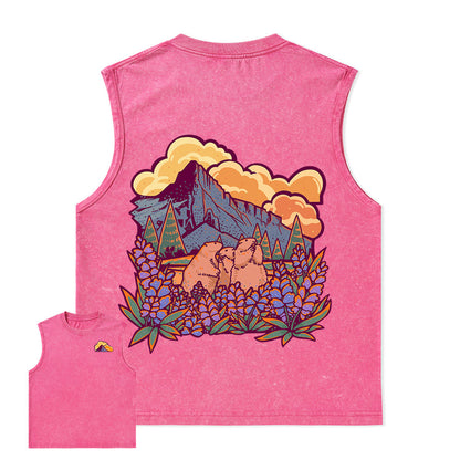 Freeleaf Mount Rainier National Park Unisex Nature Inspired Washed Tank Tops