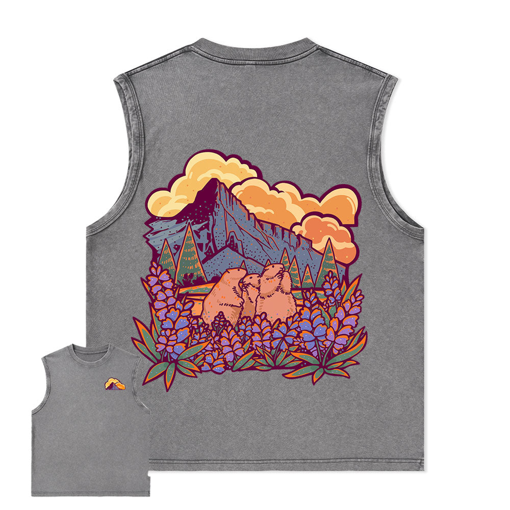 Freeleaf Mount Rainier National Park Unisex Nature Inspired Washed Tank Tops