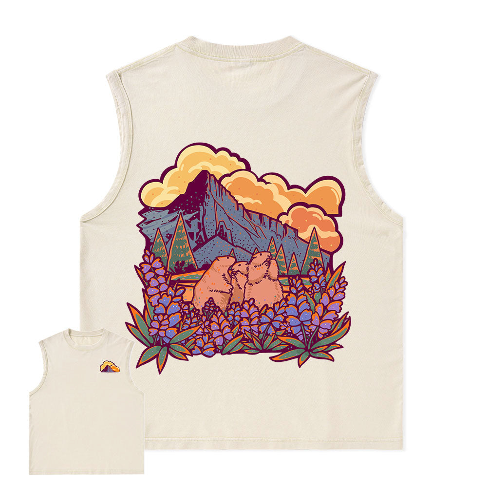 Freeleaf Mount Rainier National Park Unisex Nature Inspired Washed Tank Tops