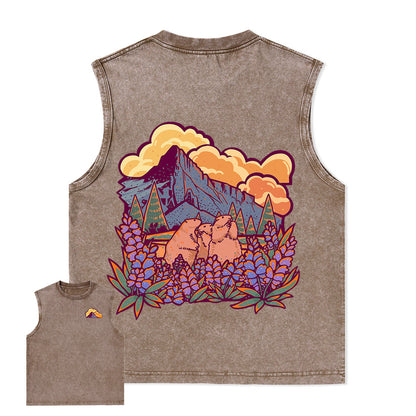 Freeleaf Mount Rainier National Park Unisex Nature Inspired Washed Tank Tops