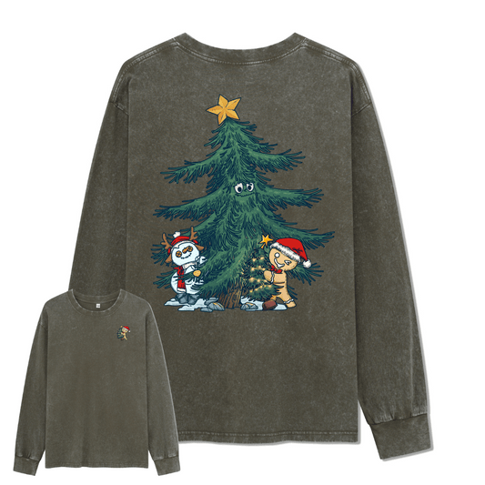 Merry Christmas Washed Long Sleeve Top