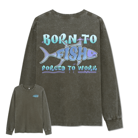 Born To Fish Washed Long Sleeve Top