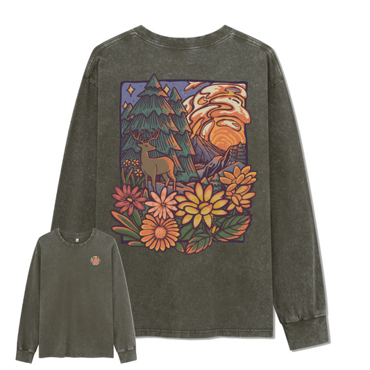 Wander In The Forest Washed Long Sleeve Top