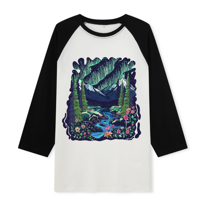 Aurora Front-printed Raglan Long Sleeve Top