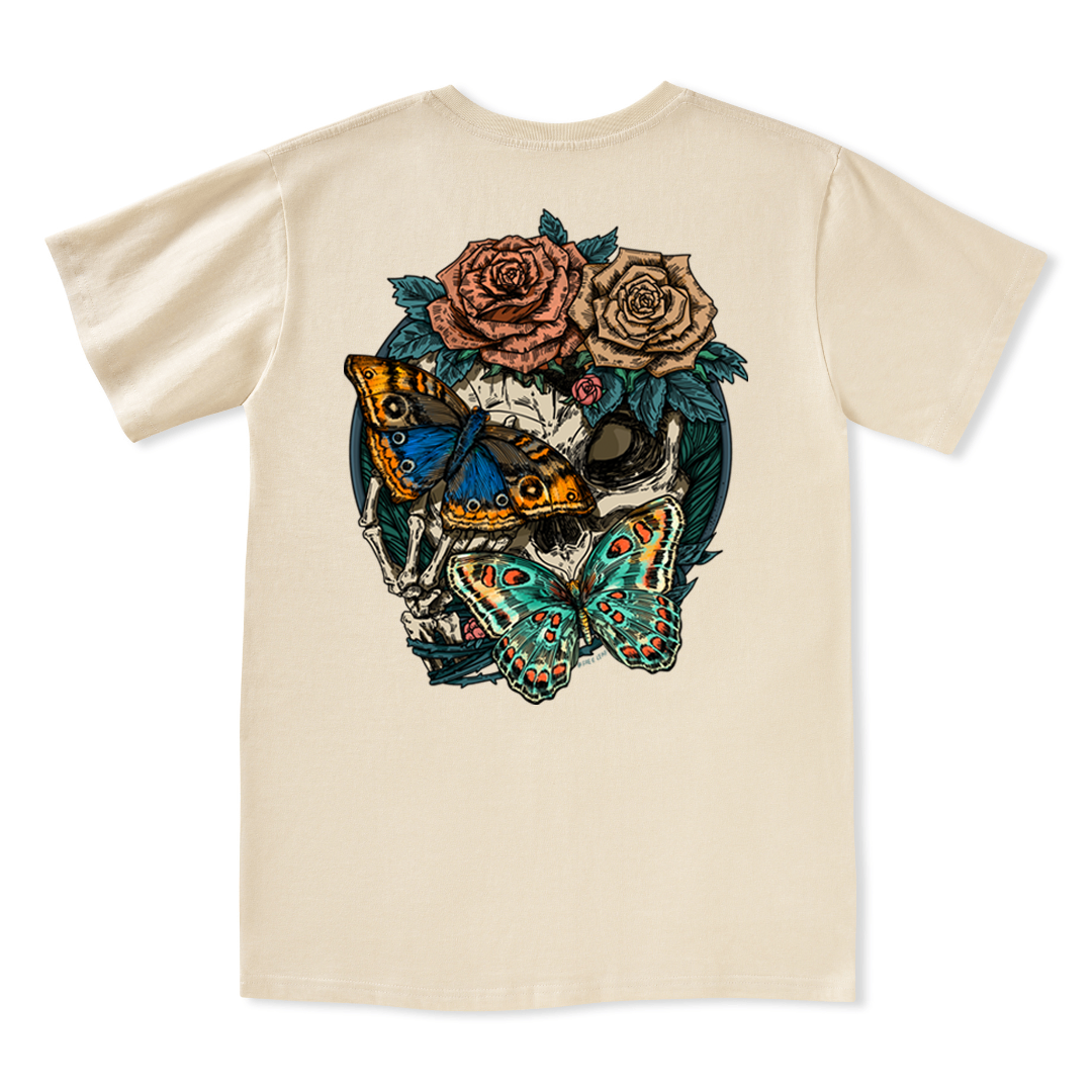 Floral Skull V-neck Tee