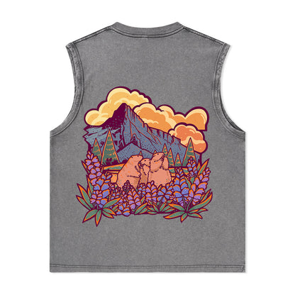 Freeleaf Mount Rainier National Park Unisex Nature Inspired Washed Tank Tops