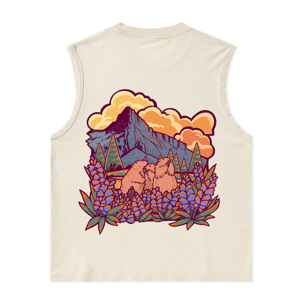 Freeleaf Mount Rainier National Park Unisex Nature Inspired Washed Tank Tops