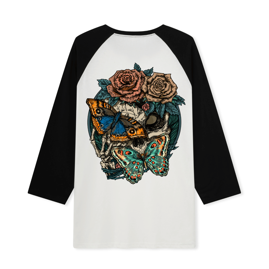 Floral Skull Raglan Long Sleeve Top