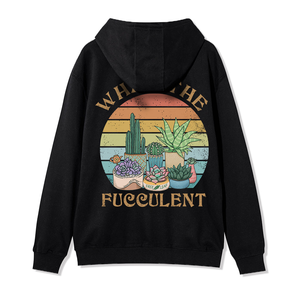 Freeleaf What the Fucculent Unisex Back-printed Fleece Full-Zip Hoodie