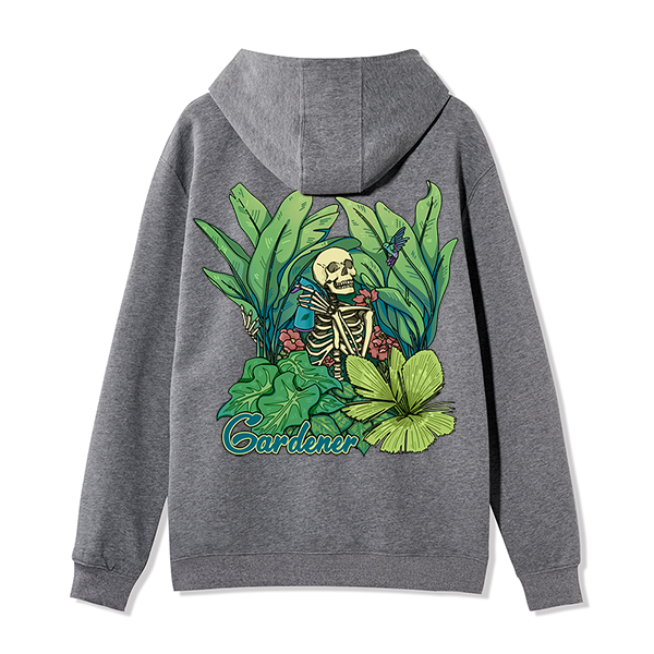 Freeleaf Gardener Back-printed Unisex Nature Inspired Fleece Full-Zip Hoodie