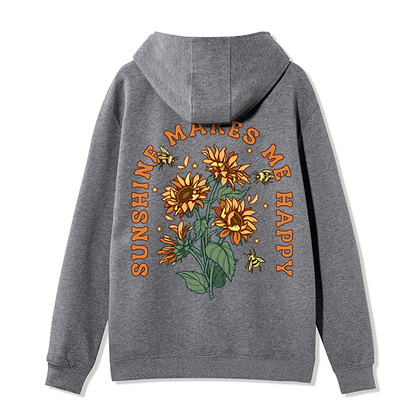 Freeleaf Sunshine Makes Me Happy Unisex Nature Inspired Fleece Full-Zip Hoodie