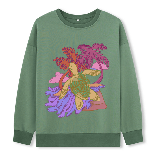 Hawaiian Green Sea Turtle Front-printed Sweatshirt