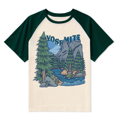 Yosemite National Park Front-printed Raglan Short Sleeve Top