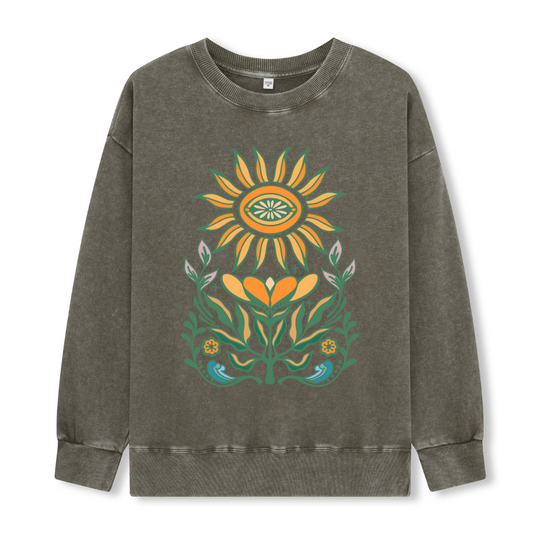 Sunflower Front-printed Washed Sweatshirt