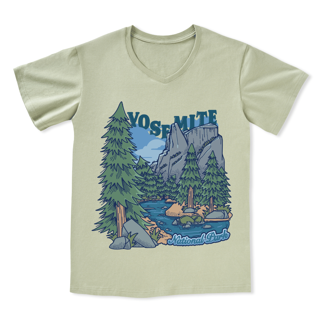 Yosemite National Park Front-printed V-neck Tee