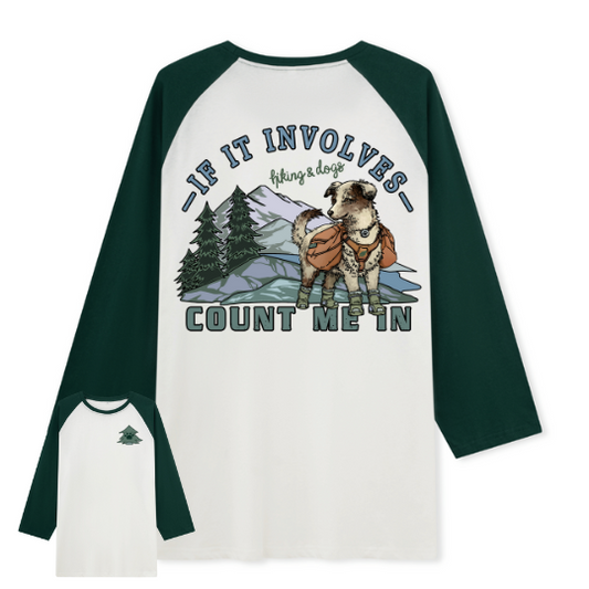 Hiking & Dogs Adventure Raglan Long Sleeve Top