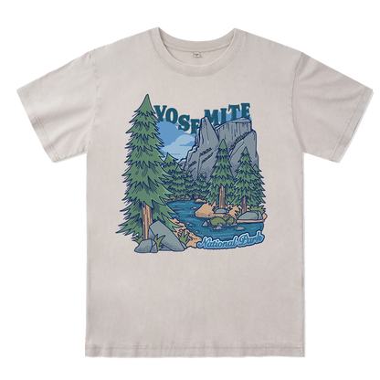 Yosemite National Park Front-printed Washed Tee